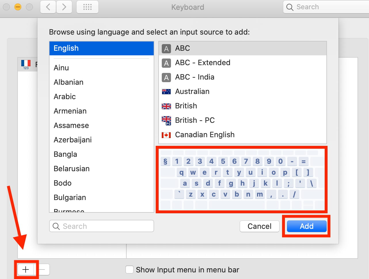 select french keyboard for mac osx
